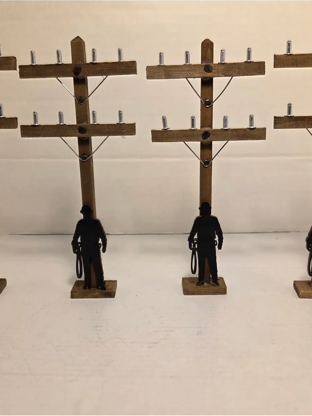 4 LINEMAN POLE & Silhouette Climber | cake decoration | 12” Miniature Decor